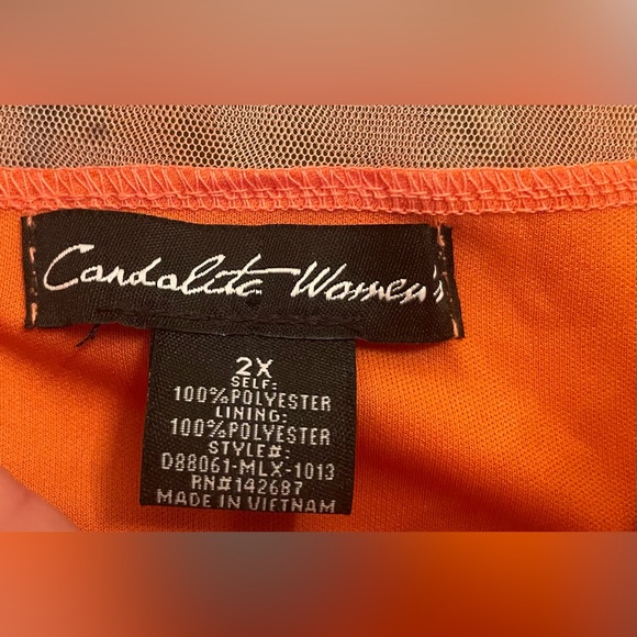 Candalite Womens Orange Multicolor Mesh Sleeveless Long Flowy Maxi Dress 2X - Picture 10 of 11